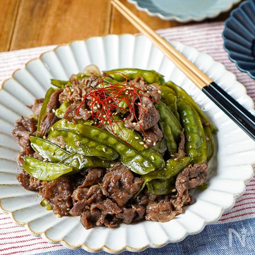 鶏肉と絹さやのハニーマスタード炒め