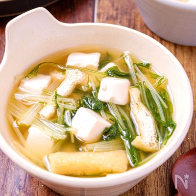 5分でできる☆豆腐と水菜の中華スープ