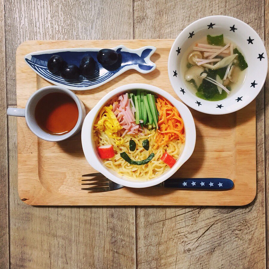 昼・炊き込みご飯のヒジキあえと冷やし中華 : 今日の献立