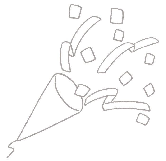 パーティークラッカーのシルエット無料のAi・PNG白黒シルエットイラスト