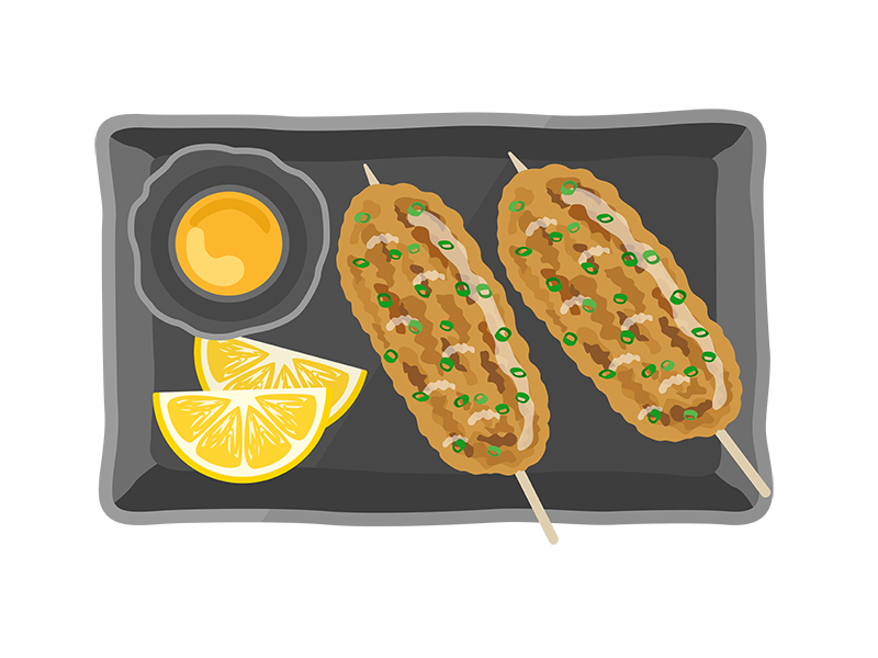 33_イラスト_おうち夏祭り・焼き鳥：イラスト無料