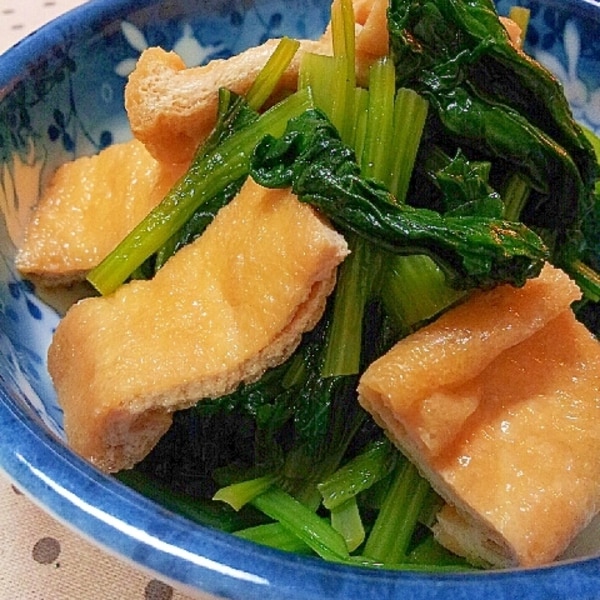 レンジでじゅわっと♡『小松菜とにんじんと油揚げの煮浸し』