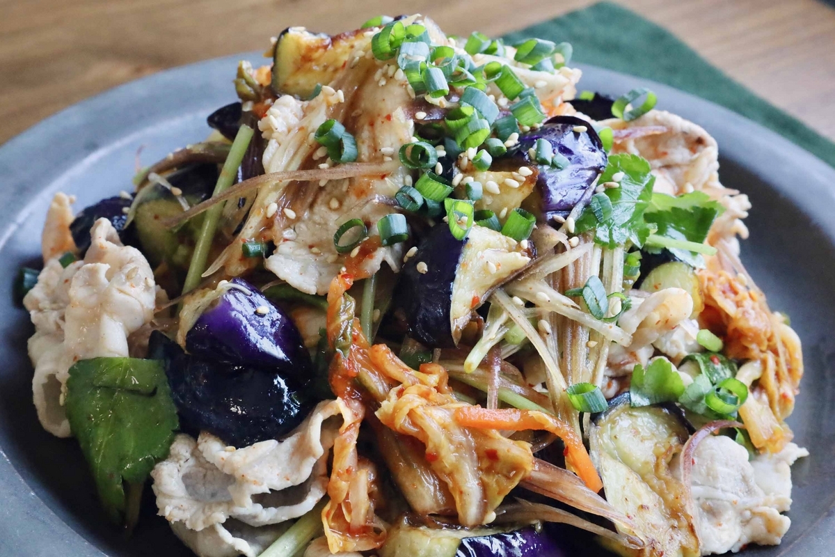 ナスとミョウガのゴマダレ冷しゃぶ