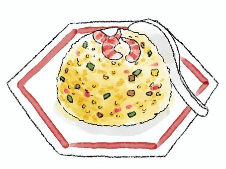 炒飯 チャーハン イラストのフリー素材イラストイメージ