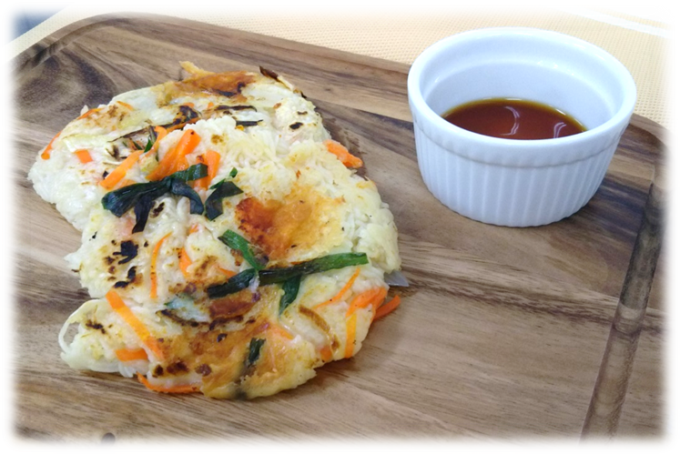 そうめんのキムチチーズチヂミ