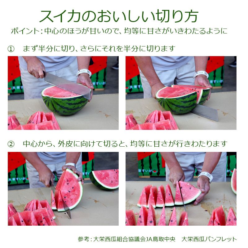 甘さを均一に!スイカをおいしく三角に切る切り方