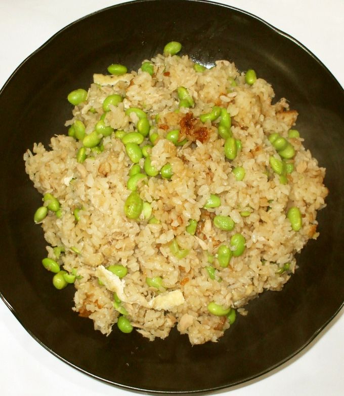 梅とツナと枝豆の炊き込みご飯 包丁いらず！調味料1つで簡単