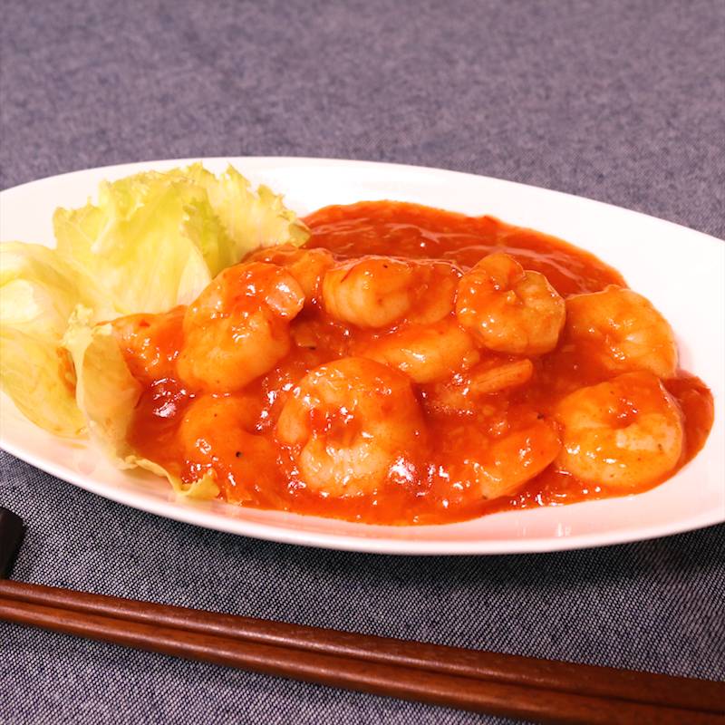 エビチリ♪カップパスタ 作り方 洋食 サブのおかず- レシピ 日本ハム