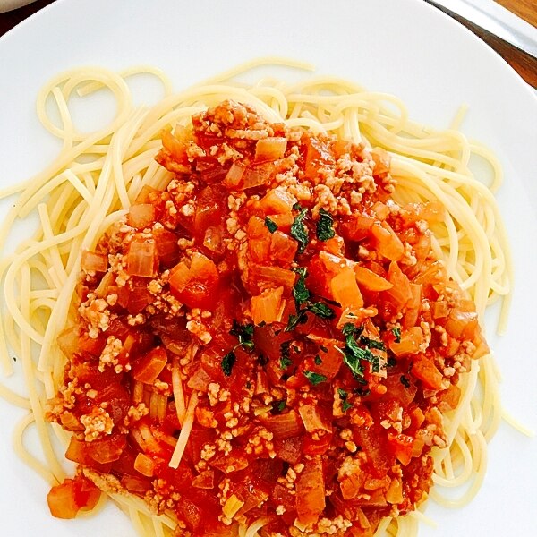 トマトジュースで簡単ミートソースの作り方