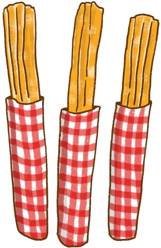 チュロスデザートセットベクトルイラスト手描きスケッチPremiumベクトル素材