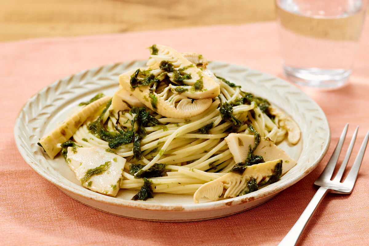 あおさのりで和風ペペローンチーノ