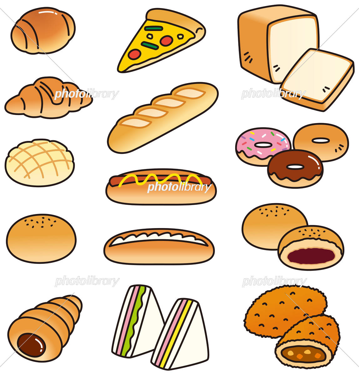 食べ物・パン・まとめ パンのかわいいフリーイラストまとめフタバのフリーイラスト