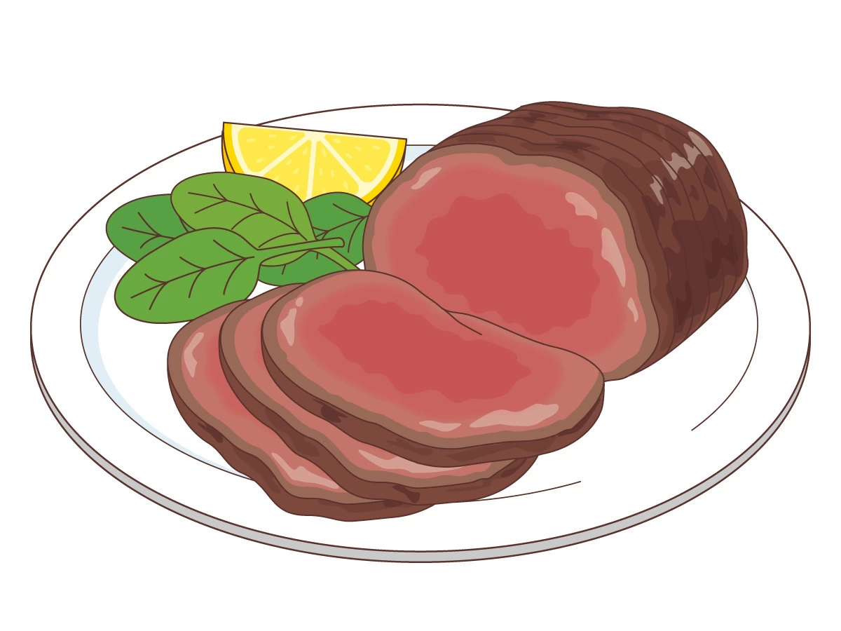 スライスされているローストビーフのイラストイラスト無料・かわいいテンプレート