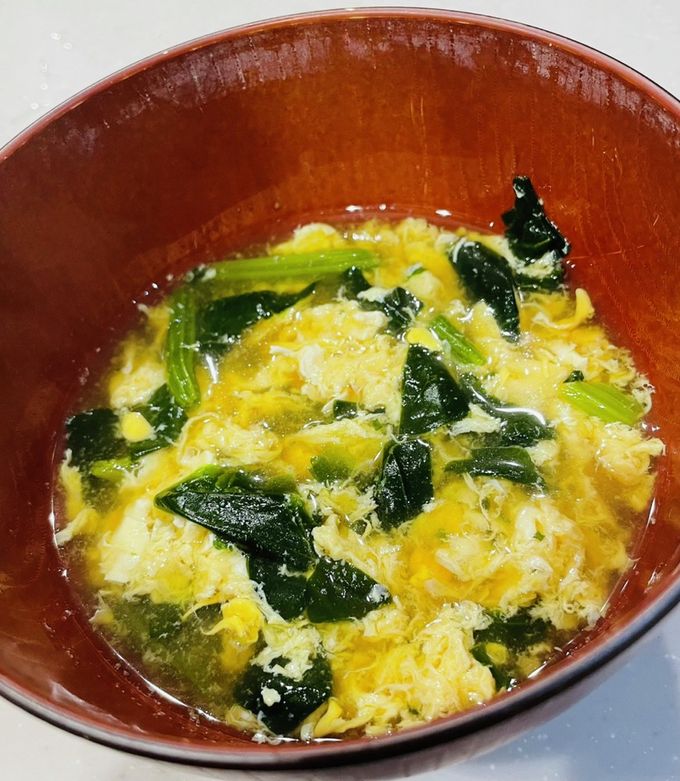 もやしとほうれん草長ネギの中華スープ