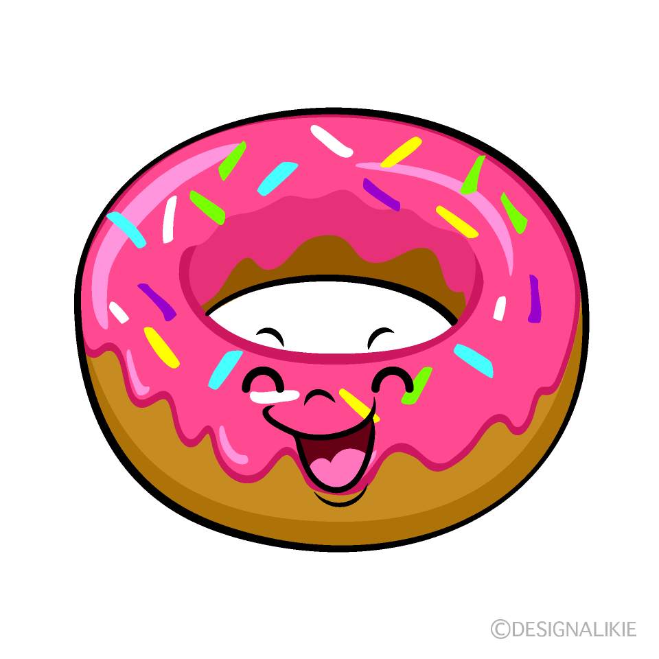 ドーナッツのイラスト カラー・モノクロ・ぬりえ