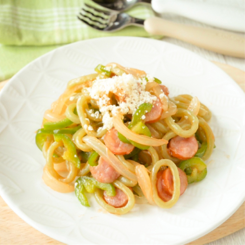 ナポリタンアレンジ「ナポリうどん」幼児食・離乳食・給食レシピ 作り方にじいろランド note園