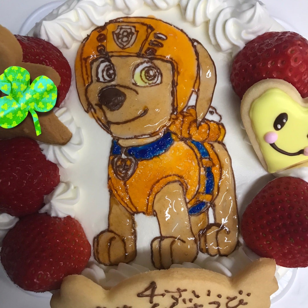 マーシャルケーキ . ありがとうございました☺︎ .季節のフルーツケーキショートケーキパウパトロールケーキパウパトロール マーシャルオーダーケーキ誕生日ケーキキャラチョコ キャラクターケーキデザート お菓子 洋菓子お菓子作り 手作りケーキ