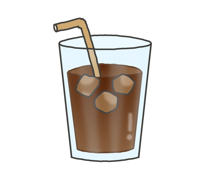 無料・商用利用OKのベクター素材 アイスコーヒーカップを持つのイラストベクターシェルフ