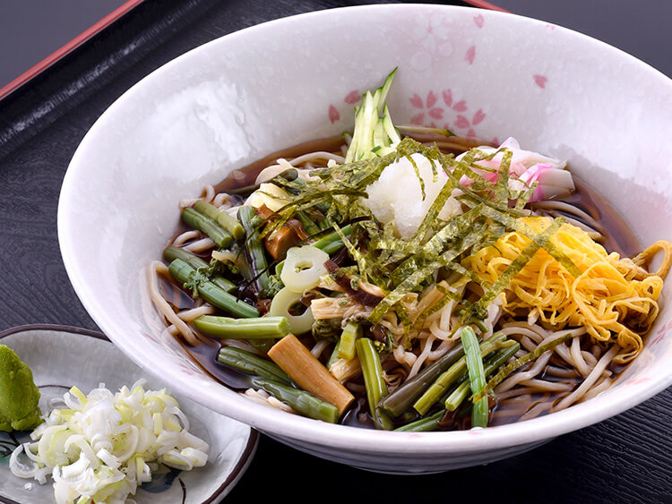 冷やし山菜とろろそば 並盛 720円』信州そば処 そじ坊 高崎モントレー店のレビューそばデータベース