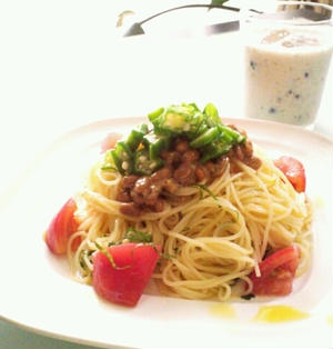 さっぱり！ねばうま！『冷製トマツナ納豆パスタ』