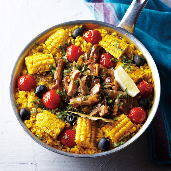焼き鮭とコーンの炊き込みご飯