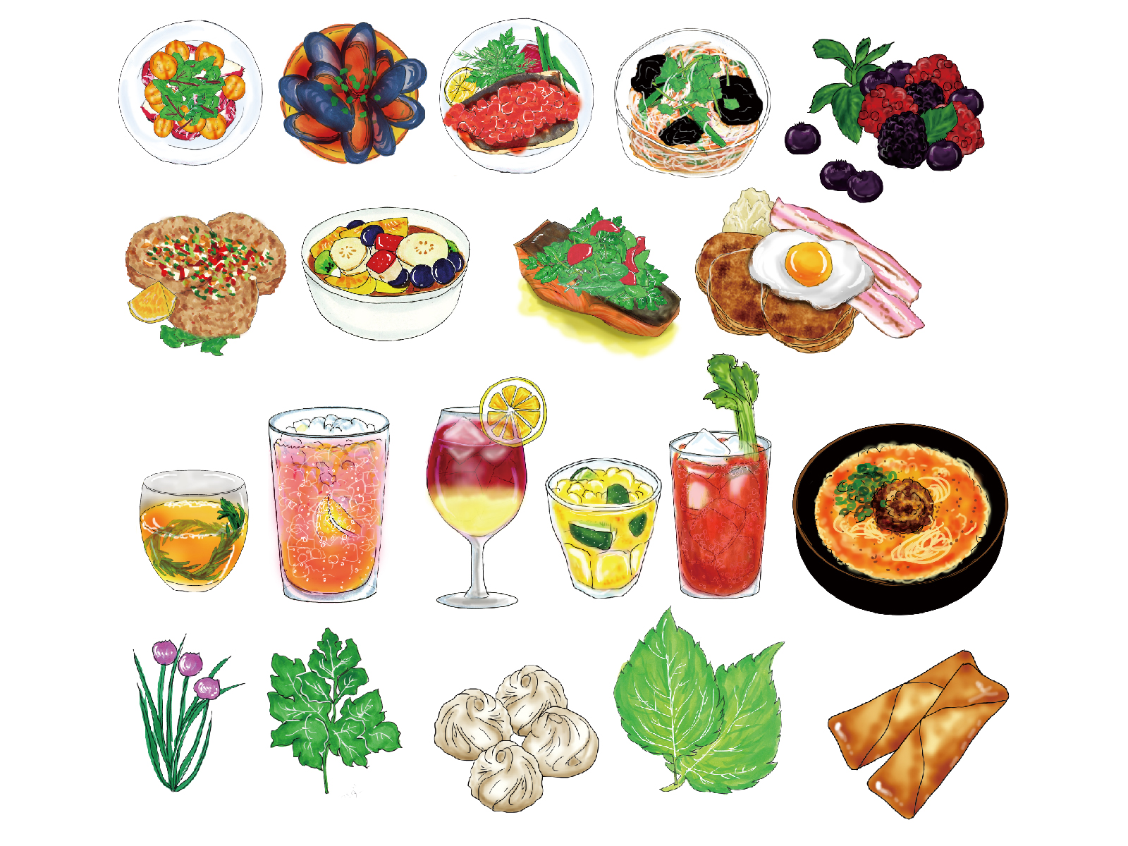 北海道の人気グルメ・名産のイラスト① ジンギスカン、お寿司、ラーメン、かに、いくら、うに のイラスト素材84996777- PIXTA