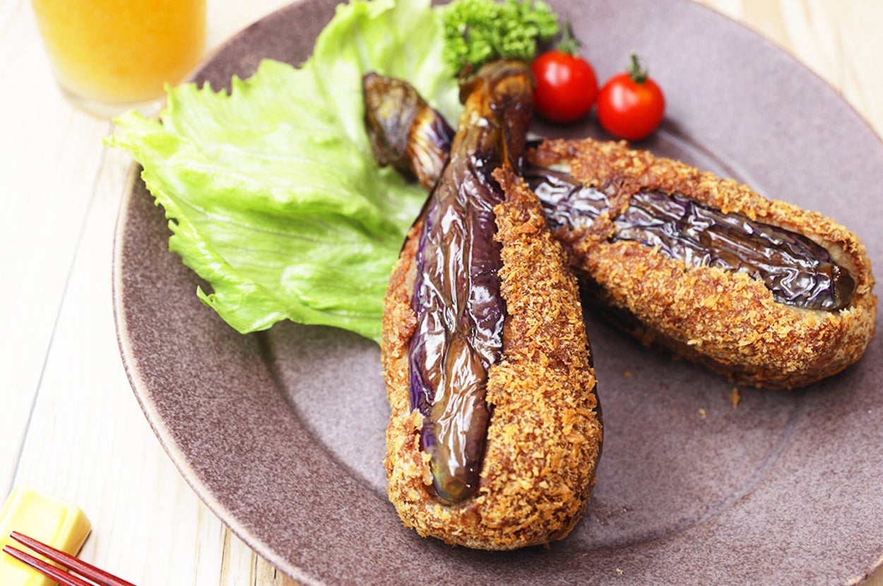 椎茸の肉詰めフライ 茄子の肉挟みフライの盛り合わせ とまと🍅Snapdish スナップディッシュID:0qmTva