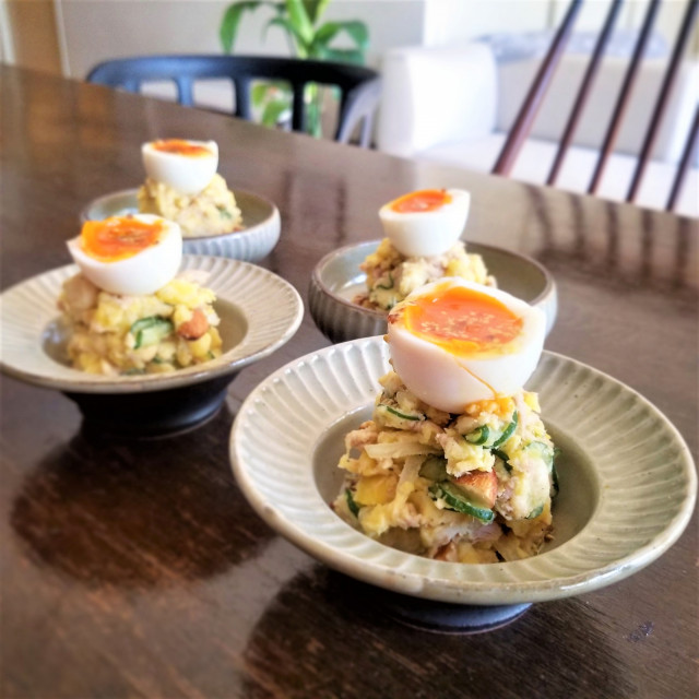 しば漬けと卵のポテトサラダ