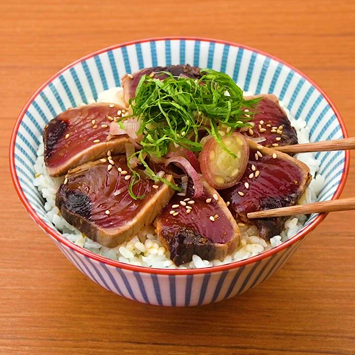 電子レンジでかつおのたたき煮