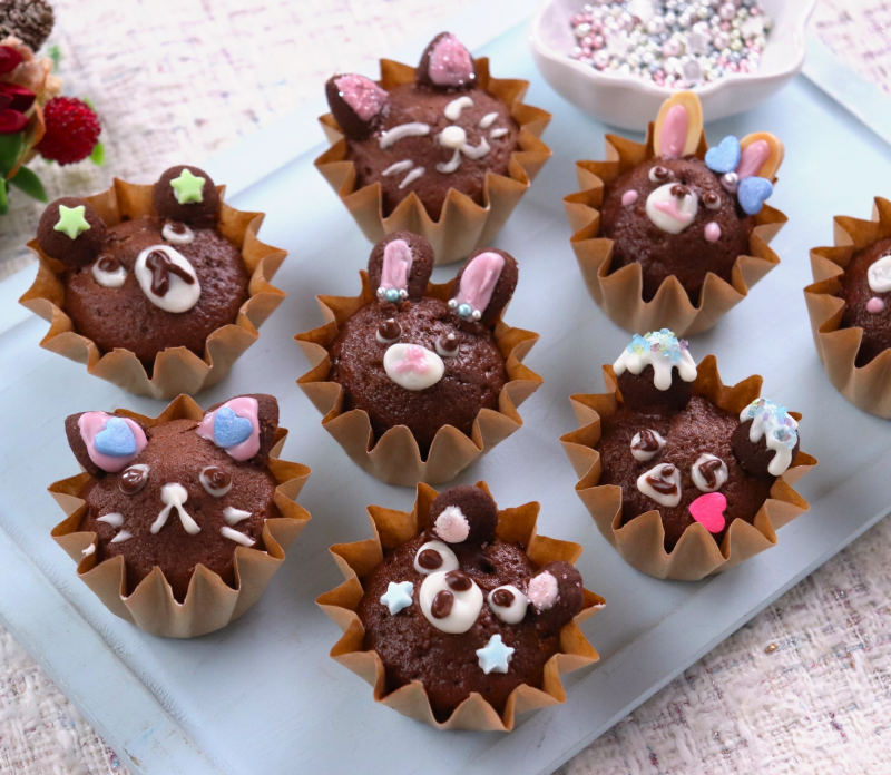 かわいいデコレーションのマフィン「笑顔こぼれるマフィンセット」の通販・デコ マフィン 取り寄せ・マフィン デコレーション可愛いマフィン・マフィントッピングこぼれる笑顔・笑顔がこぼれるマフィントッピングマフィン デコレーション おしゃれ