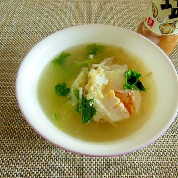 ほうれん草とモヤシのかきたまスープ