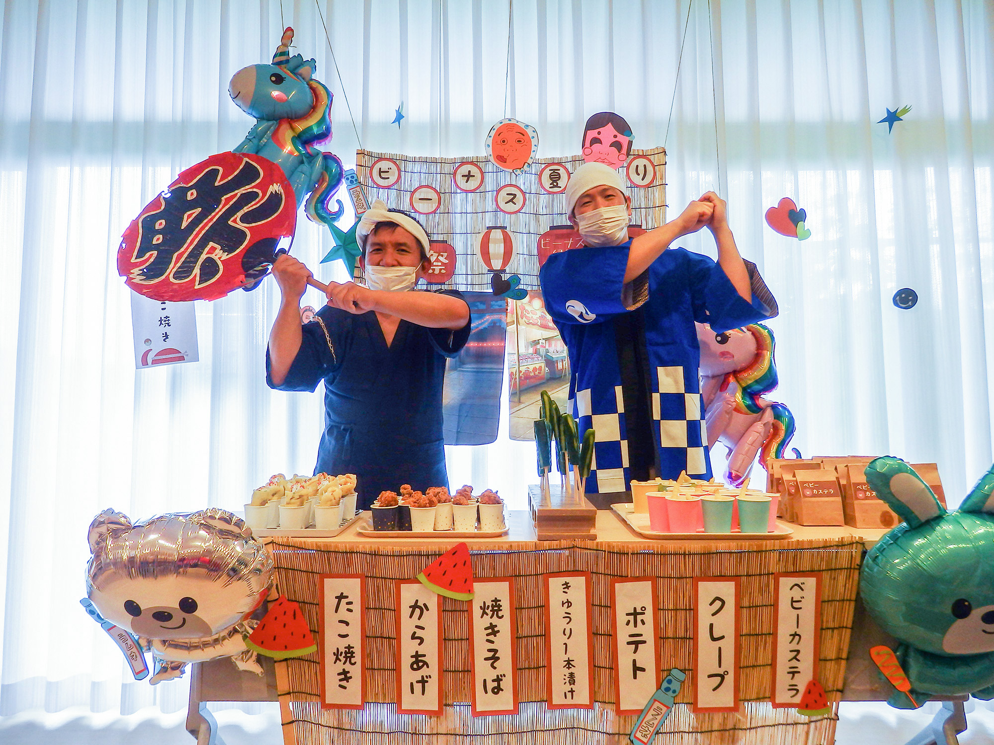 夏の行事食をご紹介🏖 チョコバナナやカップの唐揚げなど、特別感のあるメニューが嬉しい“夏祭り”🏮や、夏から秋への移ろいが感じられる“処暑”🎐のお食事を提供いたしました🍽 給食協会では、楽しいお食事の時間を提供しています✨高齢者施設病院給食栃木の給食