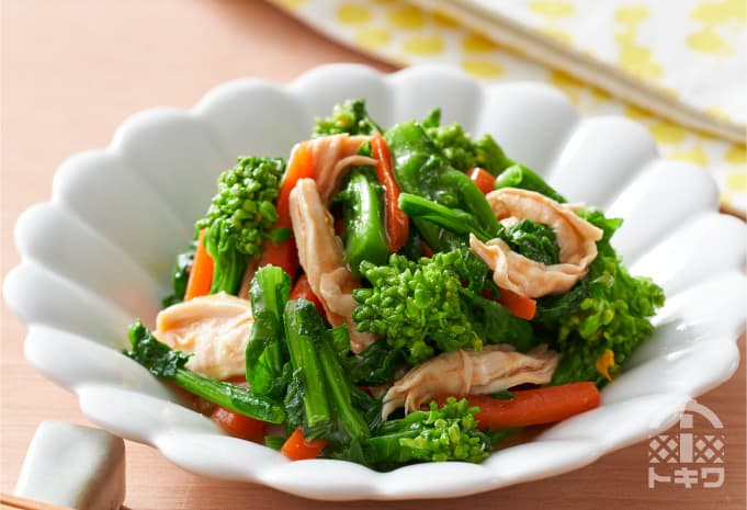 定番！菜の花のからし和え。小松菜の菜の花で、和風の副菜。農家のレシピ帳