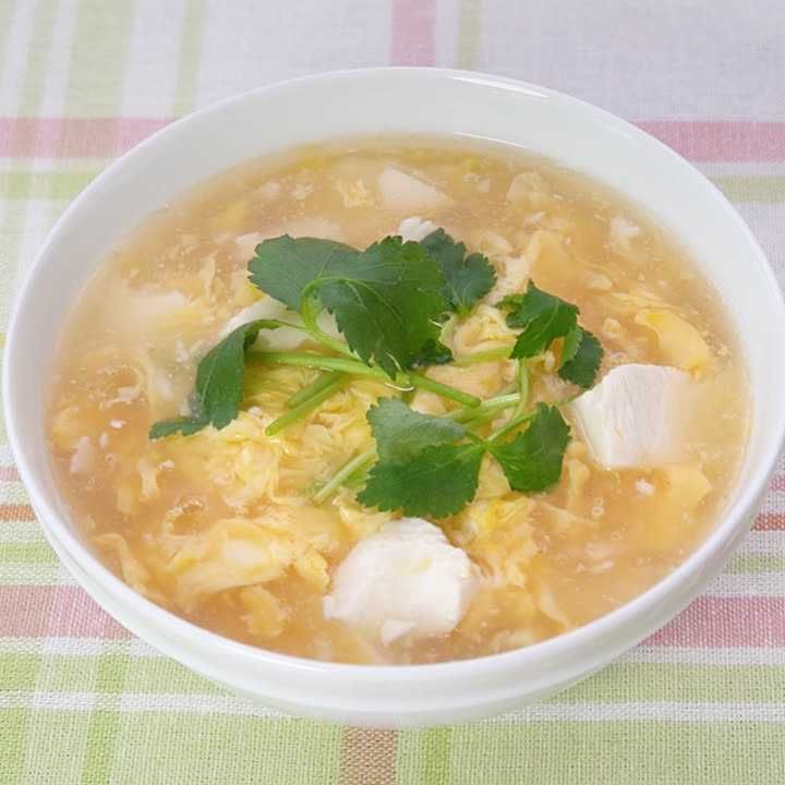 白だしと鰹節で卵スープ