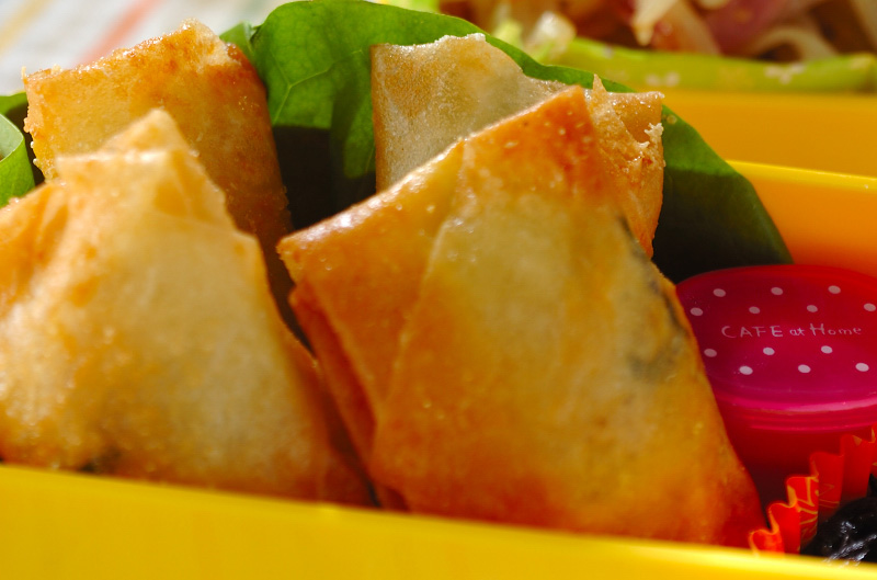 献立 春巻き、かぼちゃの煮物、キャベツと玉ねぎのお味噌汁、ワイン : kajuの□今日のお料理・簡単レシピ□