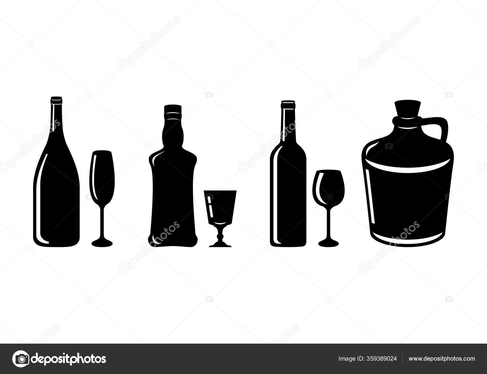 酒類のシルエット無料のAi・PNG白黒シルエットイラスト