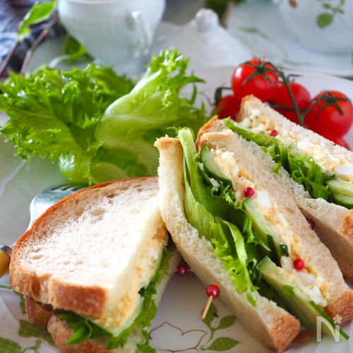 オリーブオイル卵のサンドイッチ