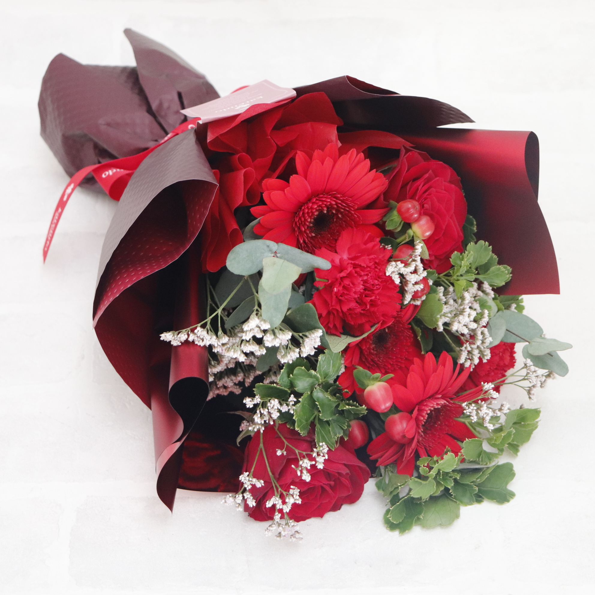 ニュアンス カラフルブーケNo.3 クラッチブーケ 前撮り 胡蝶蘭 ピンク 水色 チューリップの入ったアンティークカラーおしゃれブーケアーティフィシャルブーケ 1点物オリジナルハンドメイドお花屋さん フラワーウォーク ポポ〜POPO〜