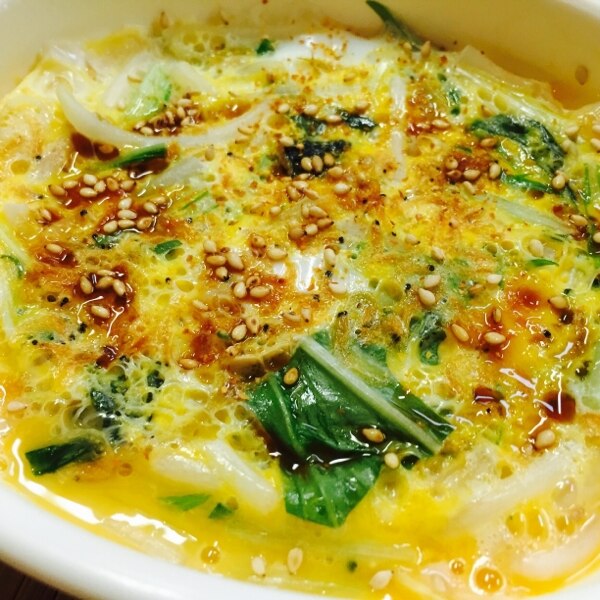 あっさりと水菜たっぷり卵とじ汁