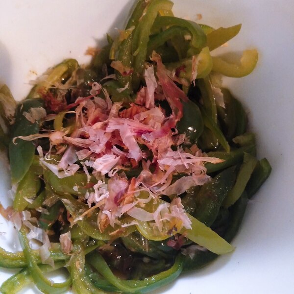 まるごとピーマンのレンチン煮浸し