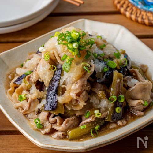 豚こまとなすとピーマンのポン酢炒め♪