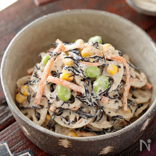 レンジで簡単！「デパ地下風ひじきとさば缶のれんこんサラダ」