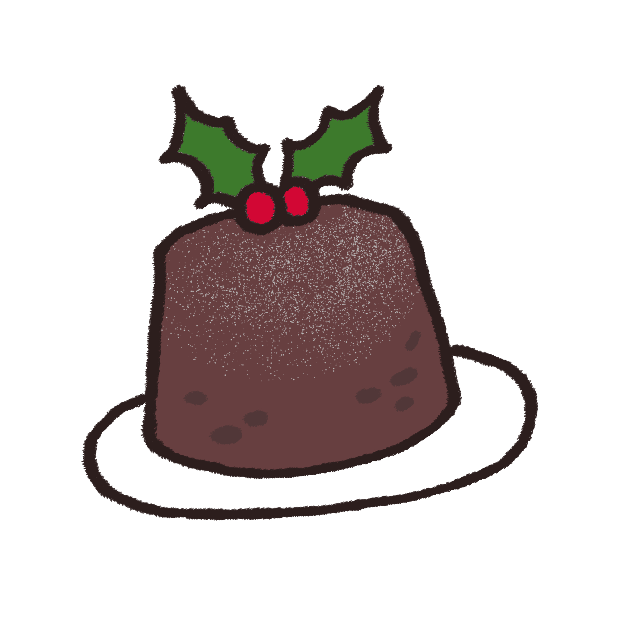 可愛いクリスマスケーキのイラストを描いたクリスマスカードさきちん絵葉書