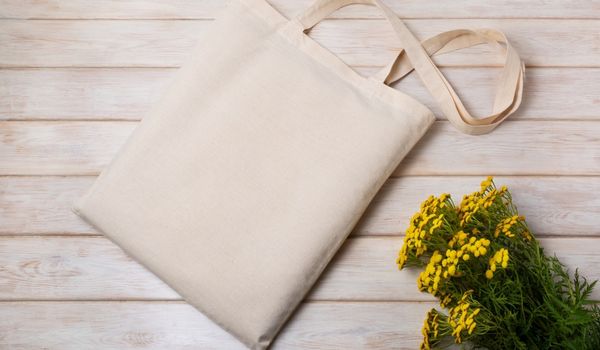 折りたためるレジ袋バッグの作り方 裏地付き、Lサイズ 布のレジ袋エコバッグ