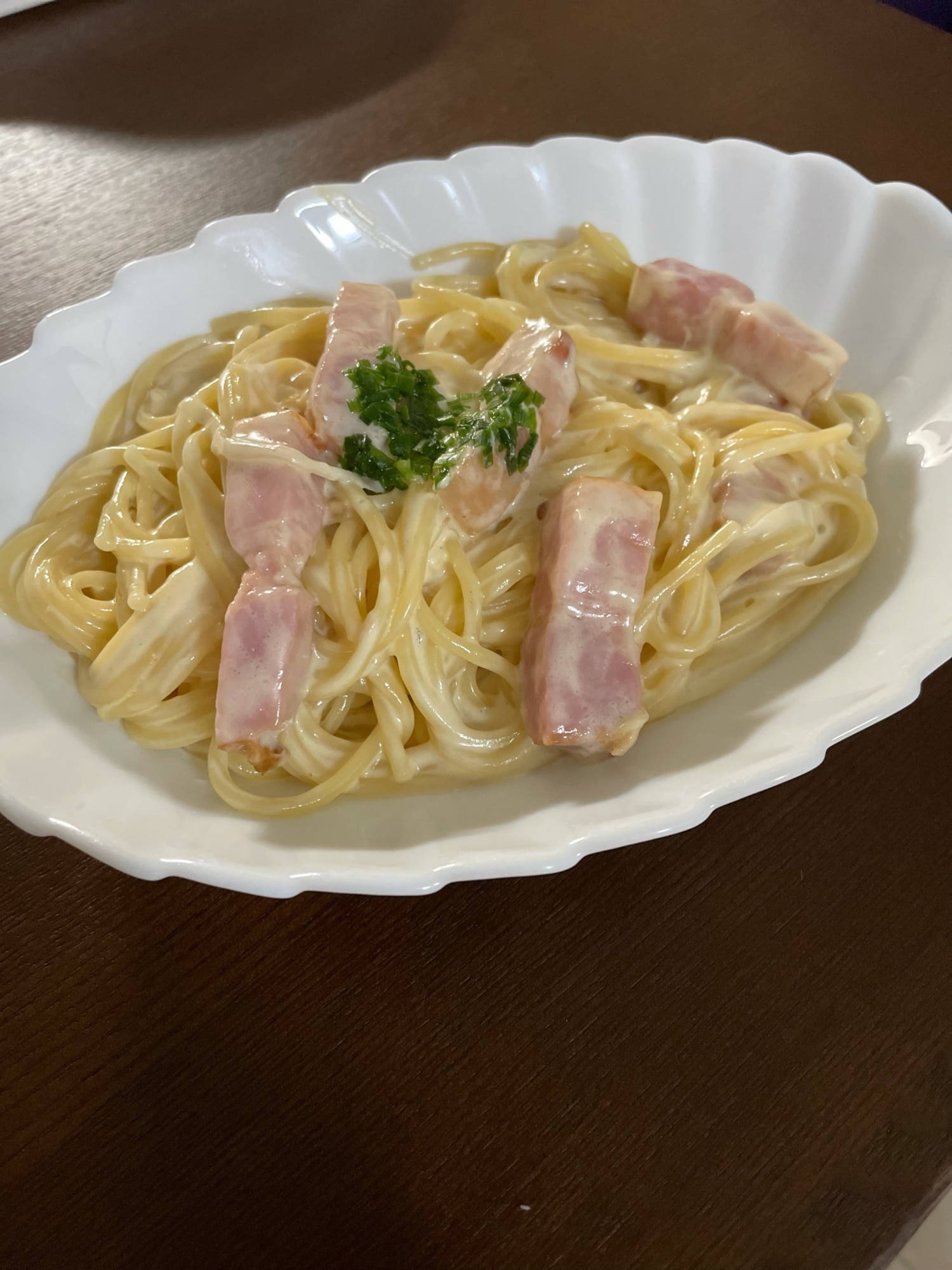 生クリーム・卵無しカルボナーラスパゲッティのんサボ