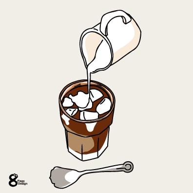 A4 猫とアイスコーヒー アートプリント イラスト複製画