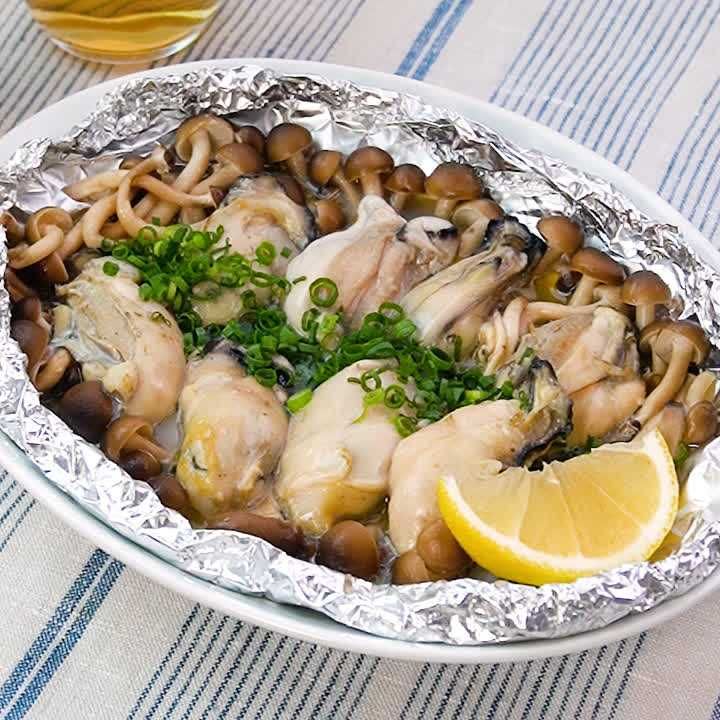 カキの簡単レンジ蒸し レモンおろし醤油かけ