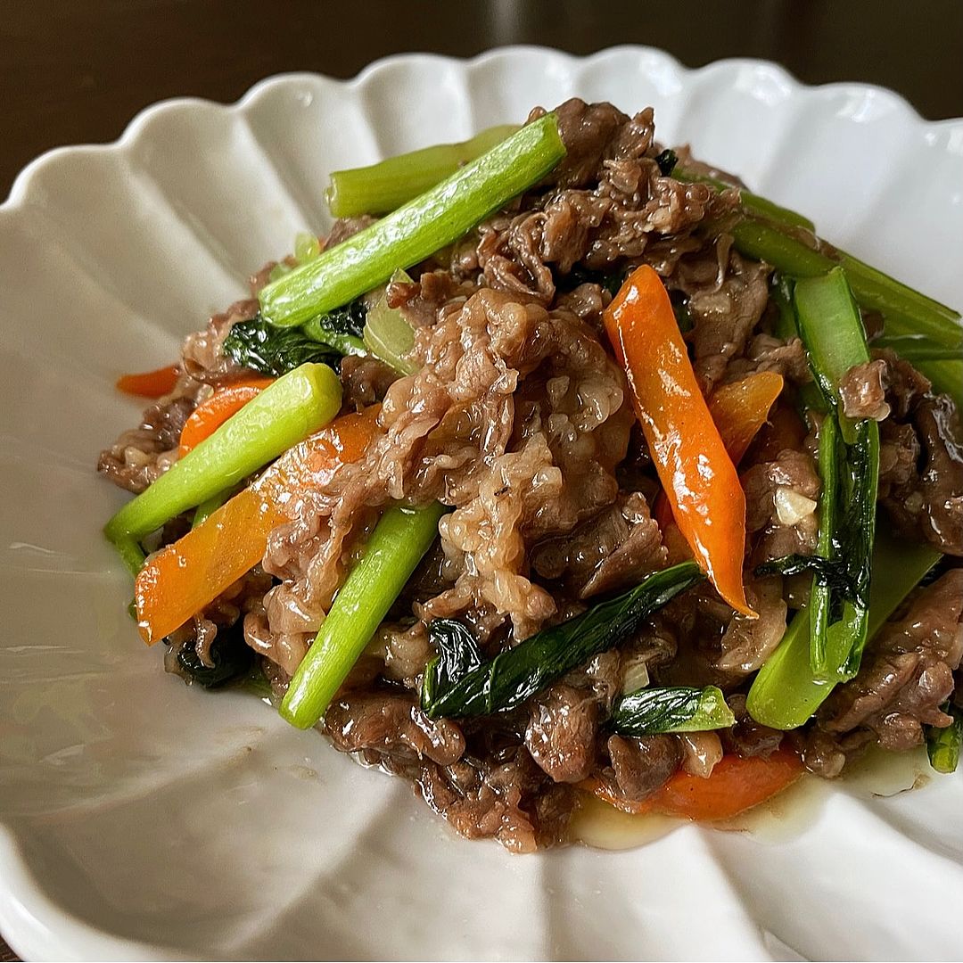 牛肉と小松菜のオイスター炒め