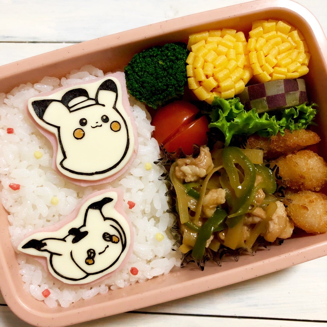 弟への差し入れ弁当❣️ポケモン☆ミミッキュ キャラ弁 海苔切りちーちゃん＊キャラ弁♪