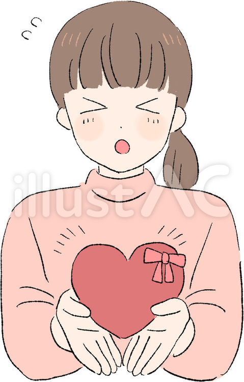 ハートのチョコを持つ手 両手 のイラストおててやさん